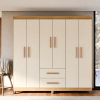 Guarda Roupa De Casal Lite 6 Portas Para Quarto Grande Com Cabideiro E Prateleiras Cor Off White Nature