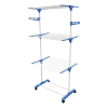 Varal Torre 3 Vertical Andares Inox Retrátil Compacto Com Rodas Cor Azul Quality House