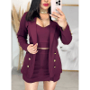 Conjunto Social Feminino 3 Peças Blazer + cropped + short saia com detalhes Trijunto