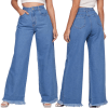 Calça Jeans Feminina Cintura Alta Wide Leg Com Bolso