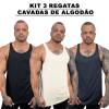 Kit 3 Regatas Masculinas Algodão Lisas Sem Estampa Básico Diversas Cores Para Academia e Esportes