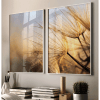Quadros Decorativos com Moldura Sala Quarto Duo Florais Dente de Leão Dourado Fios no Sol