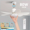 Ventilador de Teto 60W 80W Lâmpada Luminária LED 3 Cores E27 Silencioso Bivolt 2 em 1 C/ Controle Remoto