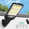 Luminária Solar Parede 108 COB Carregar LED Luz Branco frio Prova D’Água Sensor Presença 3 funções