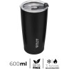 WOLFF – Copo Térmico de Aço Inox Parede Dupla Com Tampa 600ml Preto – Para Viagem – Mantém a Bebida na Temperatura Ideal