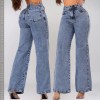 Calça Jeans Wide Leg Pantalona Cintura Alta Jeans 100%