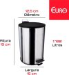 Euro Home – Lixeira inox Escovado 3 Litros com Tampa – LIX2317-PT