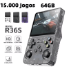 Console Portátil R36S + de 15.000 Jogos Vídeo Game 64g Linux Tela IPS 3.5 Polegadas