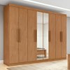 Guarda-roupa Casal Móveis Lopas Easy Slim 8 Portas Espelho Marrom Moderno