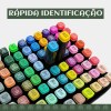 Conjunto 48 Cores Canetas Marcador Ponta Dupla Permanente Preto