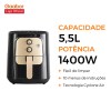 Fritadeira Elétrica Sem Óleo Air Fryer 5.5L Gaabor Jumbo Family 1400w 127V ou 220V Vintage