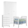 Quarto de Bebê 4 Portas com Gaveteiro Ternura Baby e Berço Lila Branco Brilho – Incorplac