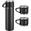 Garrafa Térmica Tche Amo 500ml Com Kit 3 Xícara Café Cor Preto