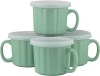 10 Strawberry Street Caneca de sopa de 473 ml com tampa, conjunto de 4, turquesa