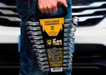 Jogo De Chave Boca E Estrela Combinada 12 Pçs Aço 6 22 Mm Cromada IF-12 The Black Tools