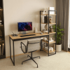 Escrivaninha Mesa Escritório Home Office Lâmina com Preto com 5 Prateleiras Estante Integrada Industrial Mod: Atenas Sho