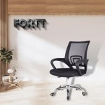 Cadeira de Escritório Secretária Base Cromada com Rodinha Fortt Roma Preta – CSF06-P