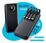 Carregador Portátil 20000 Turbo 22.5w Power Bank Premium Universal Rápido Para Samsung iPhone Xiaomi Motorola Celular Smartwatch Tablet Davely Preto