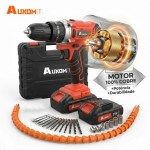 AUXOM Parafusadeira e Furadeira 21V 2 Baterias com 24 Bits – Maleta, Impacto, com motor 100% cobre