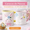 Caneca De Páscoa 330ML Coelho Garden Enfeite Decoração Cerâmica