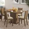 Conjunto Sala de Jantar Lexy Madesa Mesa Tampo de Madeira com 4 Cadeiras – Rustic/Pérola – Marrom