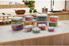 Electrolux Kit 12 Potes Herméticos de Plástico Retangulares, Multiuso, Vedação Silicone, BPA Free, Porta Mantimentos