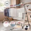 Varal Chão Roupa Retrátil 3 Andares Dobrável Aço Inoxidávelrodas 60kg Gaonas Varal De Chão Grande De Roupas, 20* Ganchos À Prova De Vento, 12* Clipes, 4* Sapateiras