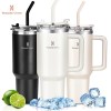 ROMANTIC CROWN Copo Térmico Inox Portátil 600ml/1.2l com Tampa e Canudo Garrafa Térmica Inoxidável
