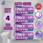 Kit 4 Rolos de Sacos de Lixo 10L – 160 Unidades | Neutraliza Odores | Ideal para Pia e Banheiro