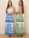 Vestido Feminino Longo Tomara Que Caia Estampado Tropical Verão