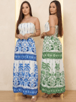Vestido Feminino Longo Tomara Que Caia Estampado Tropical Verão