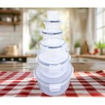 Kit 6 Potes Pote Hermético Organizador de Geladeira Tampa Alta Vedação em Silicone Organiza Marmita e Armário