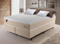 Conjunto Cama Box King Size Alford 193x203x66 Bege c/ Molas Ensacadas – King House