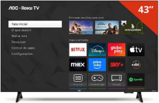 AOC Smart TV 43 Polegadas Full HD LED Roku TV 43S5155/78G, Wi-Fi, Dolby Audio, 3 HDMI, USB, Controle Remoto