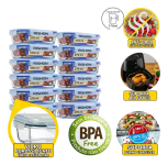 Kit 10 Pote De Vidro Marmita Hermético 370ml Freezer Fitness Rishon