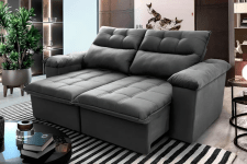 Sofá Retrátil/reclinável King House Verona 1,50m Velut Cinza C/ Molas