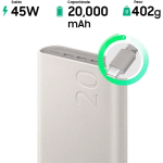 Carregador Portatil Samsung 3x USB-C 20000mAh Super Rapida 45W – Bege