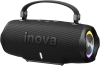 INOVA Caixa de Som Bluetooth 5.4 com Música 12 Horas por Dia – Som Estéreo Explosivo, Luzes RGB Coloridas, Impermeável IPX6 – Sua Companheira Perfeita para Praia, Acampamento e Festas (Preto)