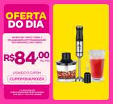 Mixer 3 em 1 Kian 1000W Inox Turbo 5 Velocidades com Processador Triturador e Copo 700ml