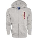 Blue 84 Moletom com capuz padrão NBA oficialmente licenciado com zíper completo, ícone bordado, cinza mesclado