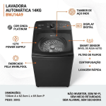 Máquina de Lavar Brastemp 14Kg Cinza Smart Sensor- BWJ14A9
