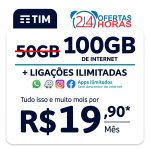 Plano de Internet TIM pela CooperCompany Pague 50GB Leve 100GB + Ligações Ilimitadas + Apps Ilimitados