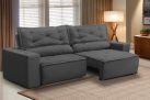 Sofá Retrátil e Reclinável 3 lugares com Molas 1,80m Livia Suede Cinza Adonai Estofados