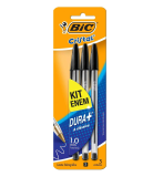 BIC 930095 Kit Enem – Caneta Esferográfica Cristal Dura Mais, A Clássica, com 3 Canetas Pretas, Ideal para o Enem