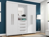 Guarda-roupa Casal 4 Portas 4 Gavetas – com Penteadeira Araplac Moscou com Espelho