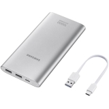 Bateria Portátil Samsung 10000 Mah, com 2 USB, Eb-p1100c – Prata