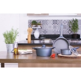 Conjunto de Panelas Antiaderente Positano 3 Peças Cinza – La Cuisine