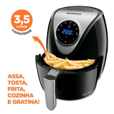 Fritadeira Elétrica sem Óleo Air Fryer Mondial AF-30-DI Digital Family Inox 3,5L Preta com Timer