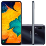 Smartphone Samsung Galaxy A30 64GB Preto 4G Tela 6.4″ Câmera Dupla 16MP Selfie 16MP Dual Chip Android 9.0