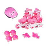 Patins Infantil 4 Rodas in Line com Kit Proteção Tamanho 32-35 Rosa – brink+